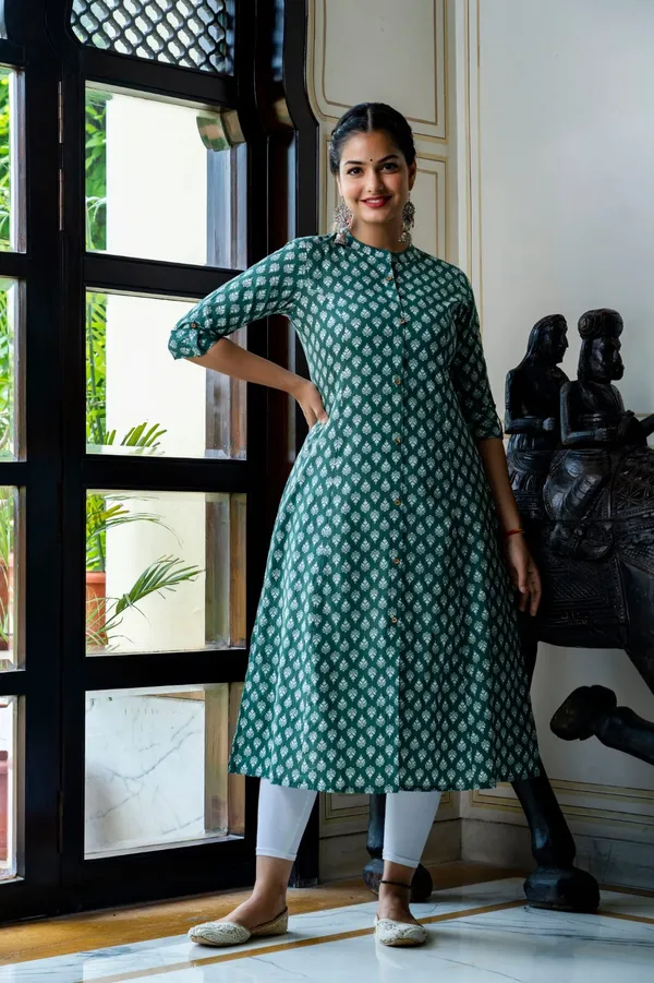 Dusty_Green_Cotton_Printed_Plus_Size_Prince_Cut_Kurta_with_pocket_on_both_side