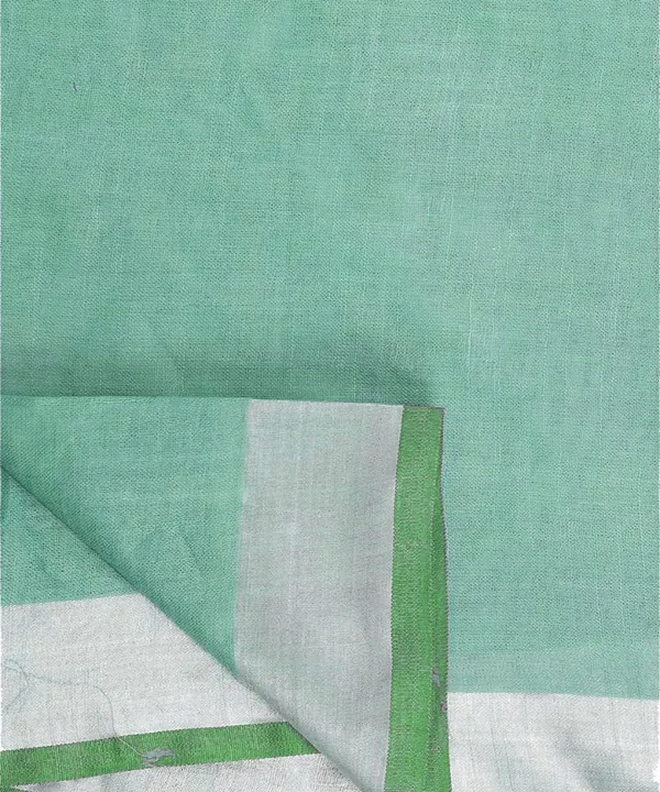 Mint_Green_women's_Handloom_Bhagalpuri_Linen-Cotton_Saree_With_Contrast_Blouse_Piece