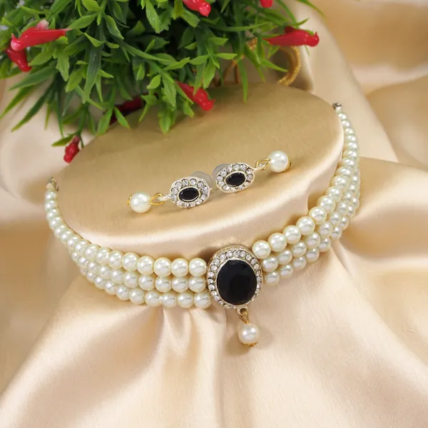 Pearl choker set with price on sale