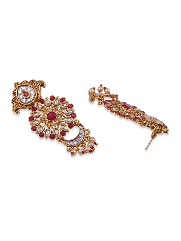 Gold-Toned__Red_Contemporary_Drop_Earrings