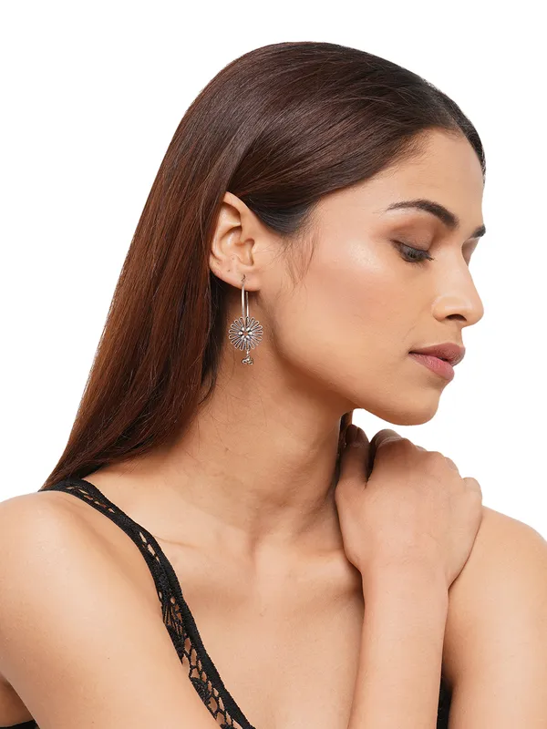 Women_Silver-Toned_Contemporary_German_Silver_flower_Hoop_Earrings