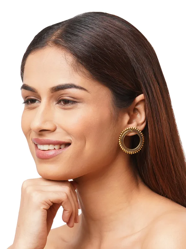 Women_Gold-Toned_German_Silver_Contemporary_Open_circle_Studs_Earrings