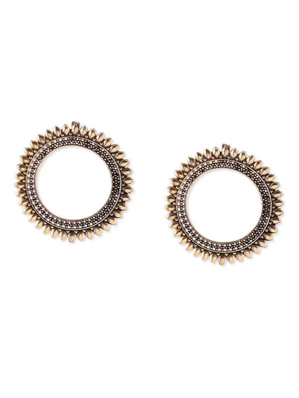 Women_Gold-Toned_German_Silver_Contemporary_Open_circle_Studs_Earrings