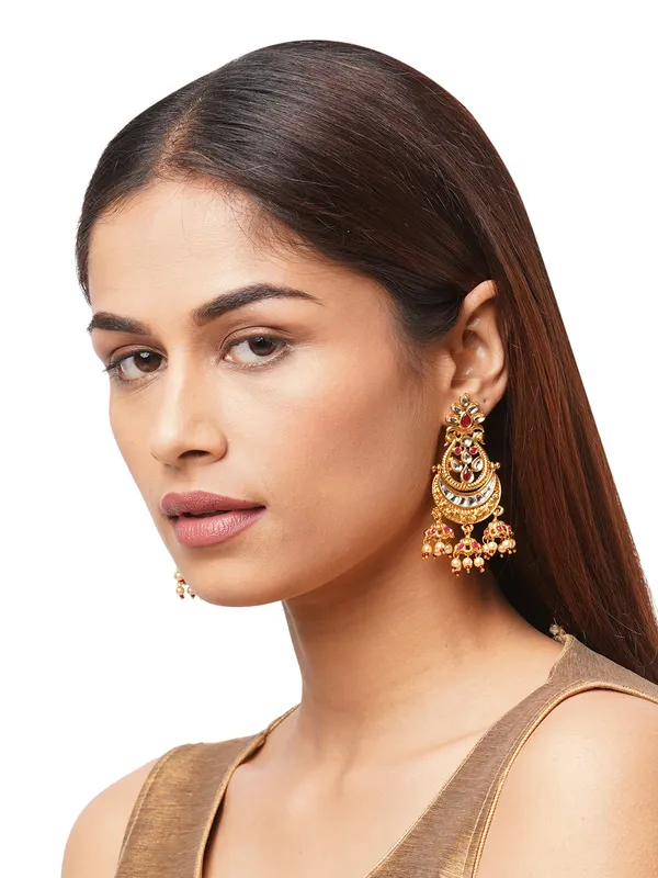 Gold-Toned_and_Red_Contemporary_Chandbalis_Earrings