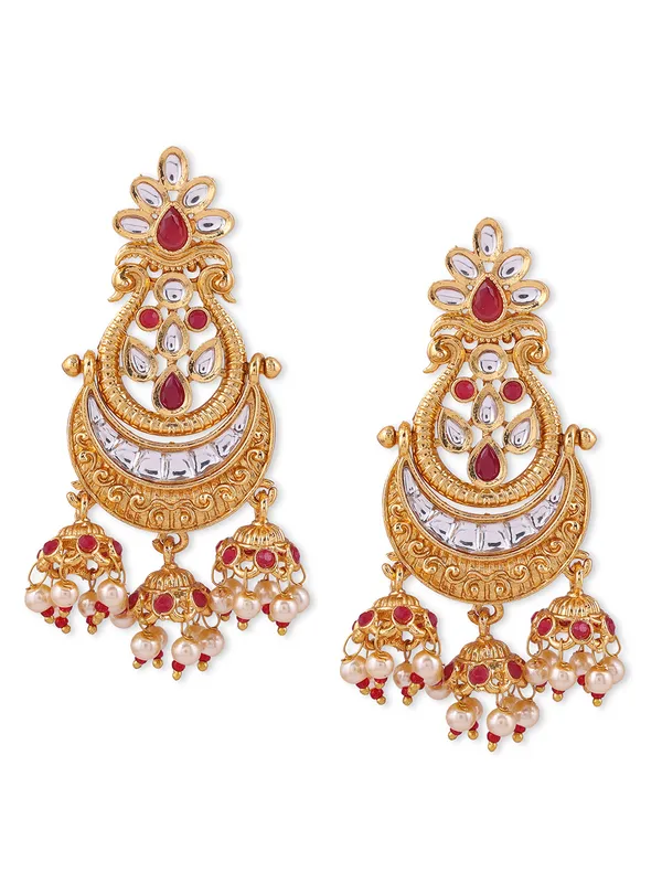 Gold-Toned_and_Red_Contemporary_Chandbalis_Earrings