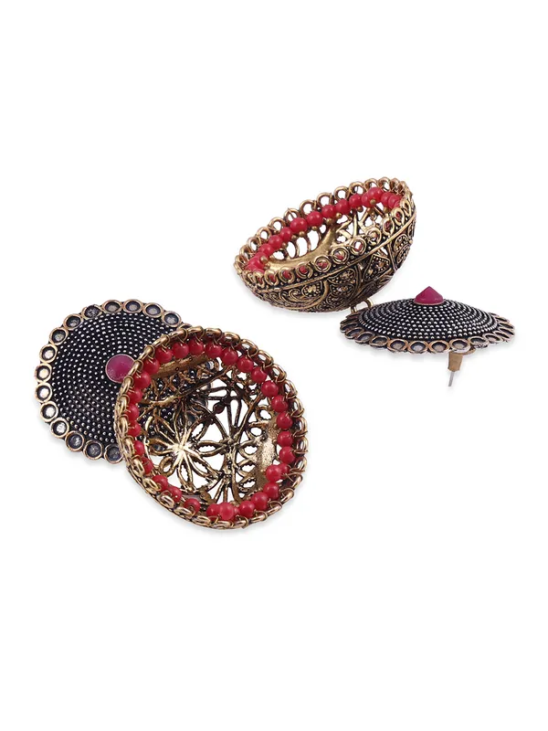 Gold-Toned__Red_Dome_Shaped_Jhumkas