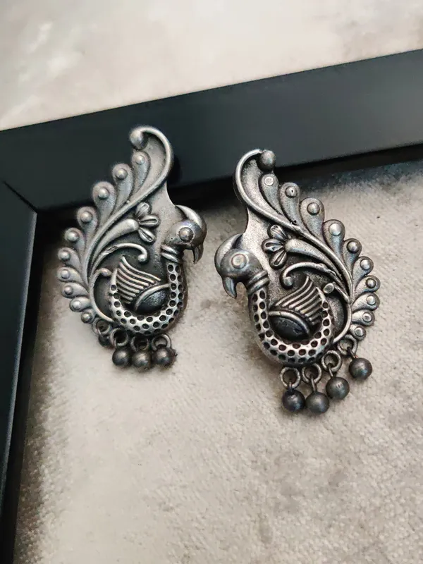 German_Silver_Peacock_Shaped__Earrings