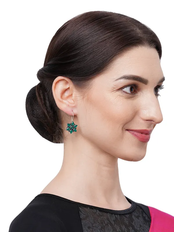 Women_Green_Silver-Toned_German_silver_Contemporary_Drop_Earrings