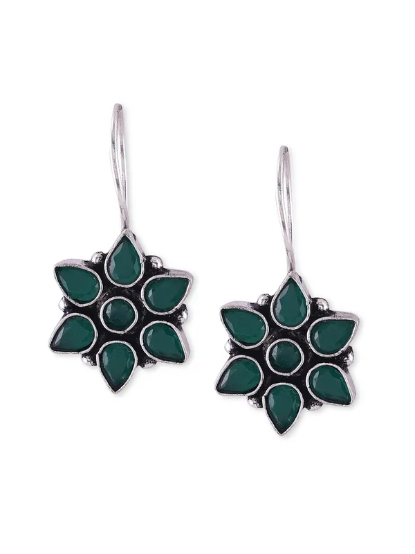 Women_Green_Silver-Toned_German_silver_Contemporary_Drop_Earrings
