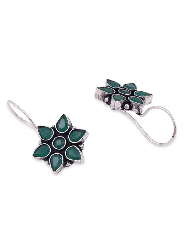 Women_Green_Silver-Toned_German_silver_Contemporary_Drop_Earrings