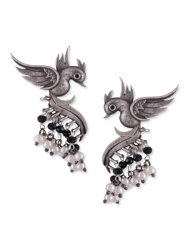 Silver-Toned_Contemporary_Studs_Earrings