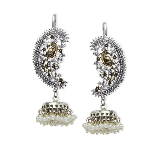 German_Silver_Earcuff_Earrings_with_Dual-Tone_Plating