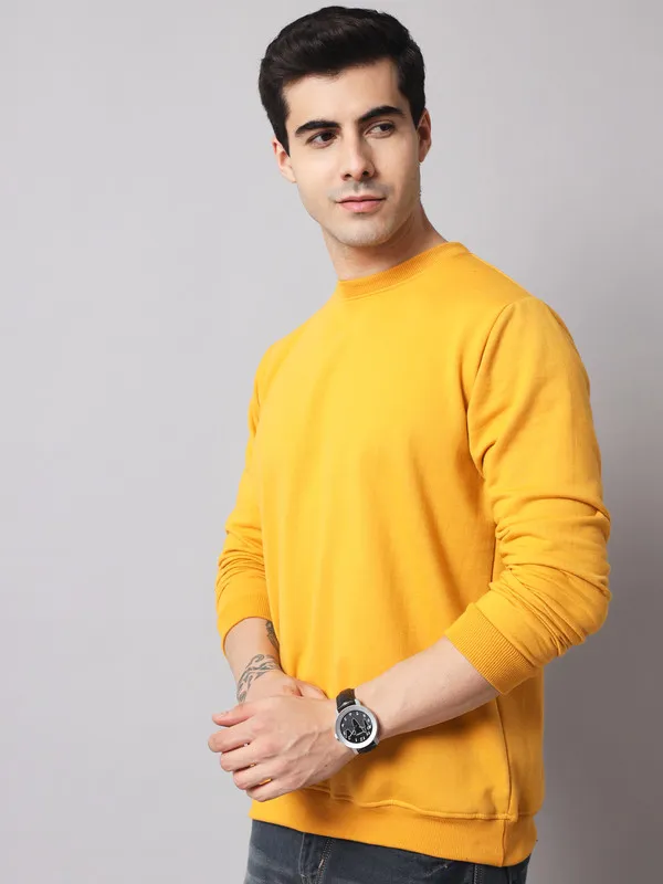 Yellow_Men's_Sweatshirt__Comfortable,_Stylish_And_Trendy_Casual_Wear