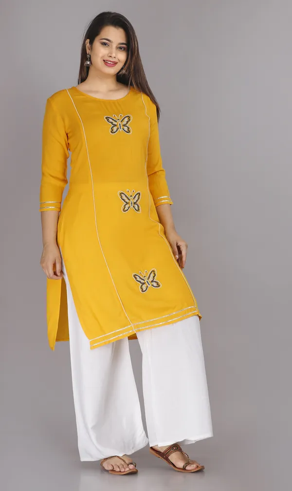 Yellow_Embellished_Kurta_With_Palazzo_Set_For_Women