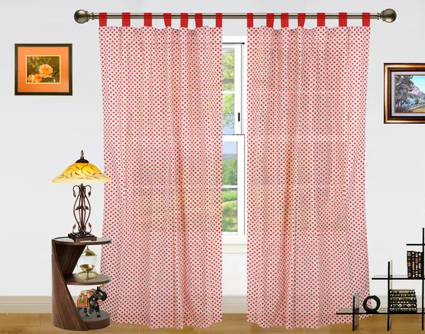Pack_of_2_Cotton_Red_Polka_Dot_Printed_Tab_Top_Curtain_Set_for_Window_and_Door