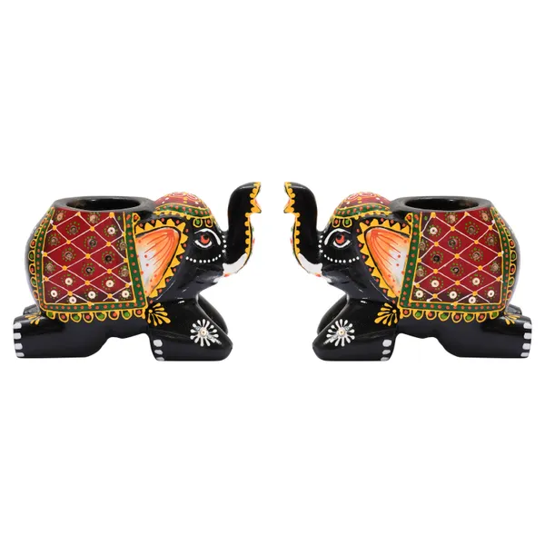 Pack_Of_2_Rajasthani_Elephant_Tea_Light_Holder_Black_Elephant