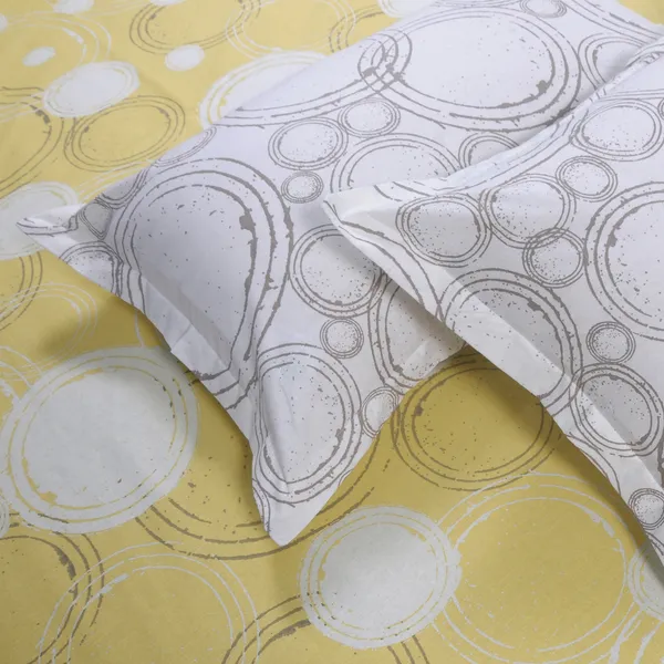 144_TC_Cotton_Bedsheet_for_Double_Bed_with_2_Pillow_Covers_|_Sphere_|_Yellow_&_Off_White