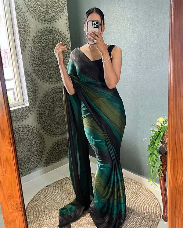 Green_Colour_1-Minute_Ready_To_Wear_Naylon_Saree_With_Blouse_Piece