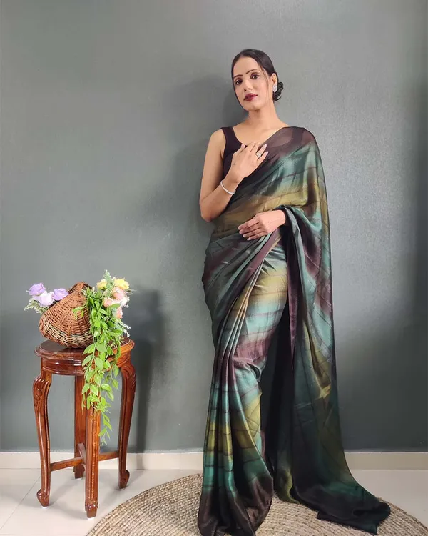Green_Colour_1-Minute_Ready_To_Wear_Naylon_Saree_With_Blouse_Piece