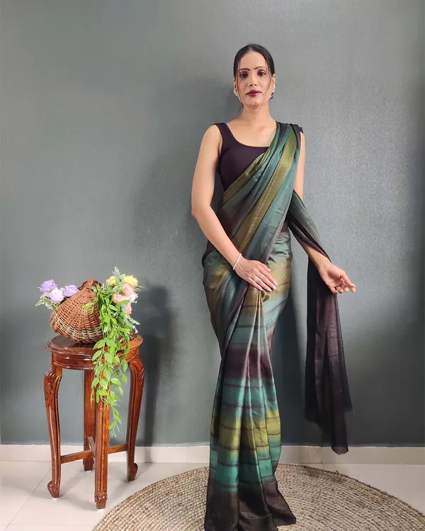 Green_Colour_1-Minute_Ready_To_Wear_Naylon_Saree_With_Blouse_Piece