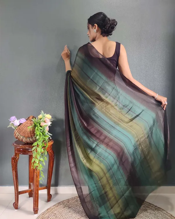Green_Colour_1-Minute_Ready_To_Wear_Naylon_Saree_With_Blouse_Piece