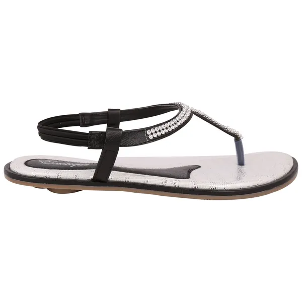 Exotique_Women's_Black_Flat_Sandal(EL0013BK)