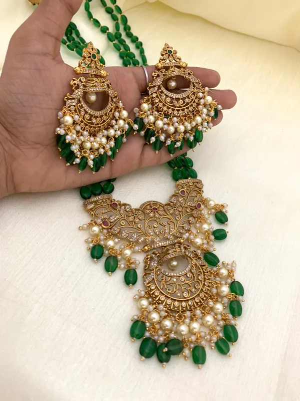 ZEEL_GREEN_BEADS_LONG_NECKLACE_SET
