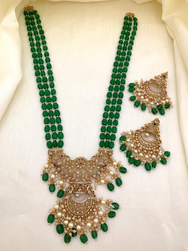 ZEEL_GREEN_BEADS_LONG_NECKLACE_SET