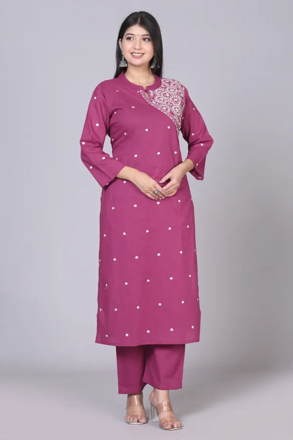 Pink_Cotton_Blend_Kurta_|_Push_Premium_For_Women