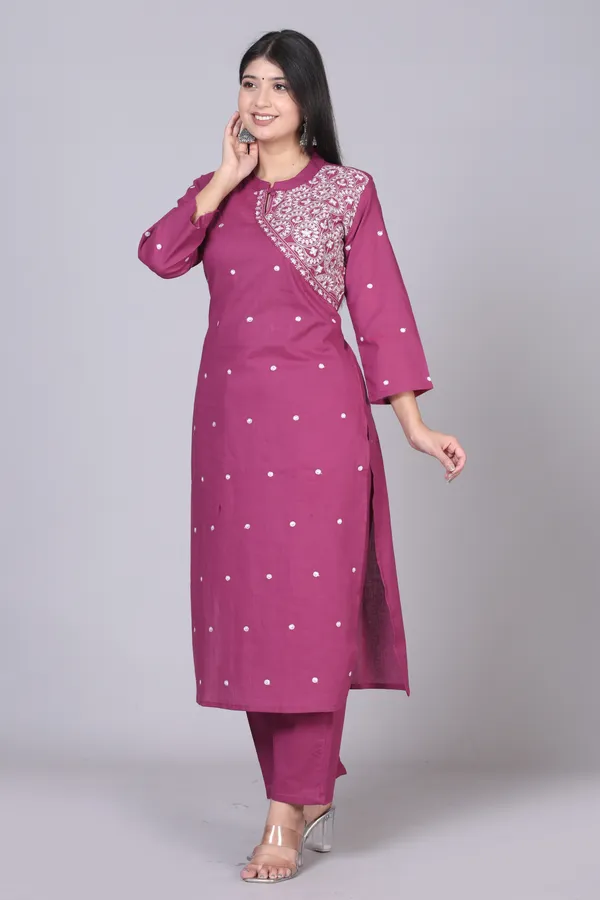 Pink_Cotton_Blend_Kurta_|_Push_Premium_For_Women