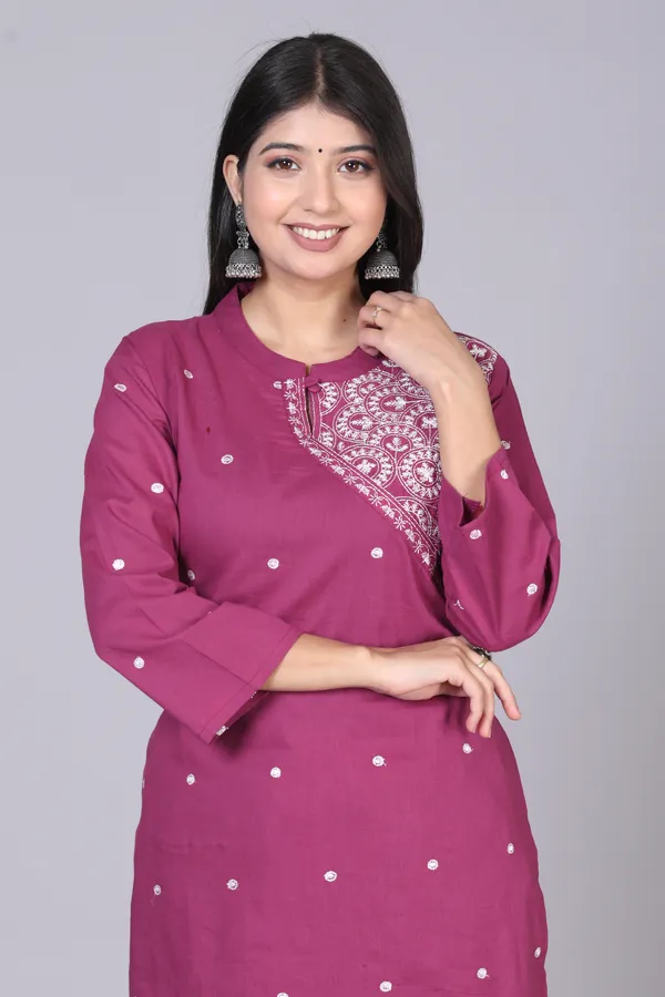 Pink_Cotton_Blend_Kurta_|_Push_Premium_For_Women