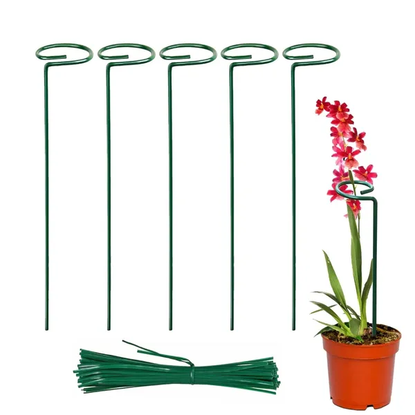 Pack_Of_5_Green_Premium_Metal_Plant_Support_Stakes_(16_inch)