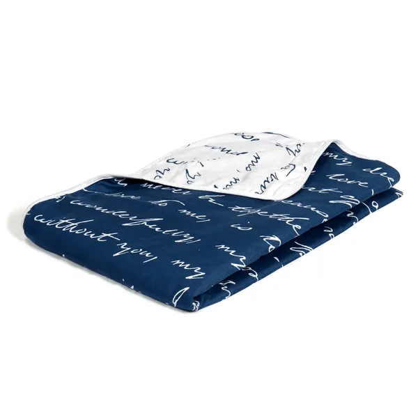 Text_Print_Single_Dohar_for_AC_Room_(Polyester,_Navy_Blue_and_White)