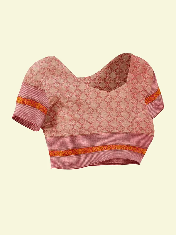 Orange_Cotton_Blend_Banarasi_Sarees_For_Women
