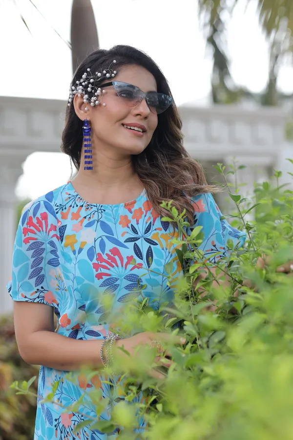 Light_Blue_Regular__Georgette_Short_Sleeve_Stitched__Gown_For_Women