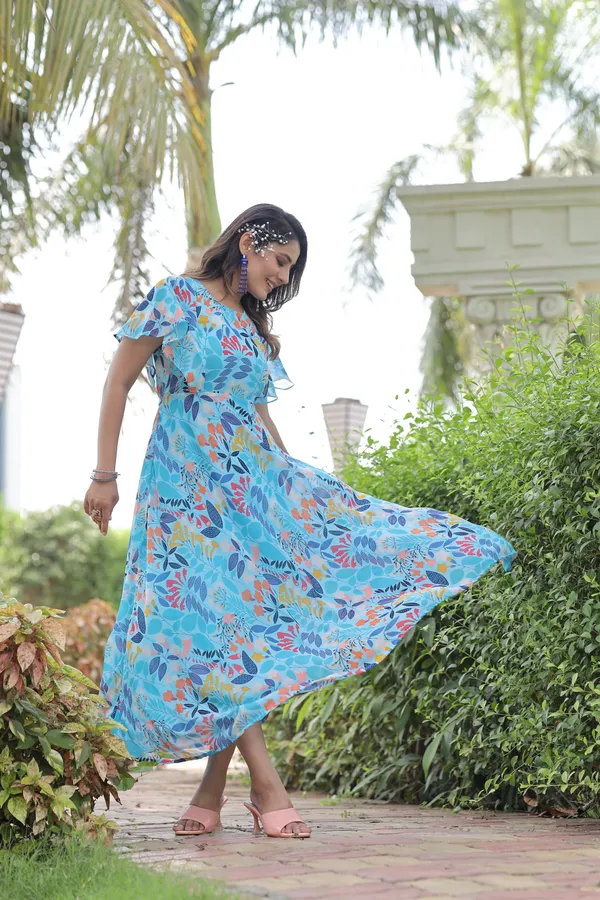 Light_Blue_Regular__Georgette_Short_Sleeve_Stitched__Gown_For_Women