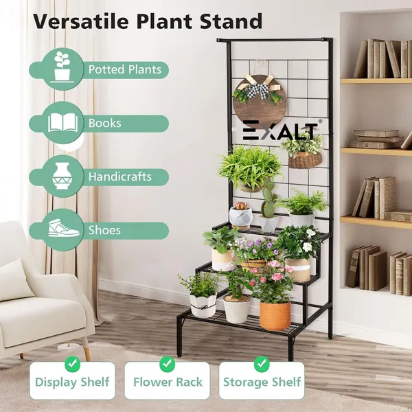 Black_3_Tier_Plant_Stand_With_Space_Of_Hanging_Planters_Flower_Pot_Organizer_Rack
