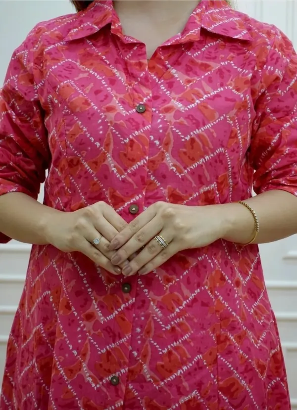 Pink_Viscous_rayon_Pinted_Half_Sleeve_Kurta_&_Pent_Set