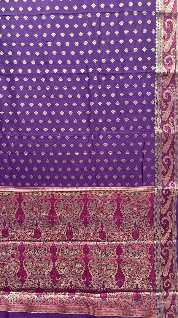 Humairah_Pure_Handwoven_Purple_Chiniya_Silk_Gold_Zari_Booti_Paisley_Mina_Anchal_with_Paisley_Mina_Zari_Border_Banarasi_Saree_with_Purple_Blouse_piece