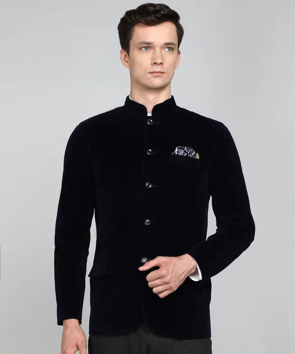 Navy_Blue_Velvet_Solid_Bandhgala