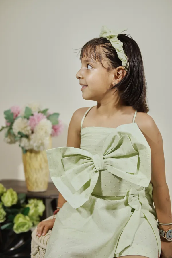 Pista_Green_Cotton_Bow_Top_And_Skirt_Co-Ord_Set_For_Girls