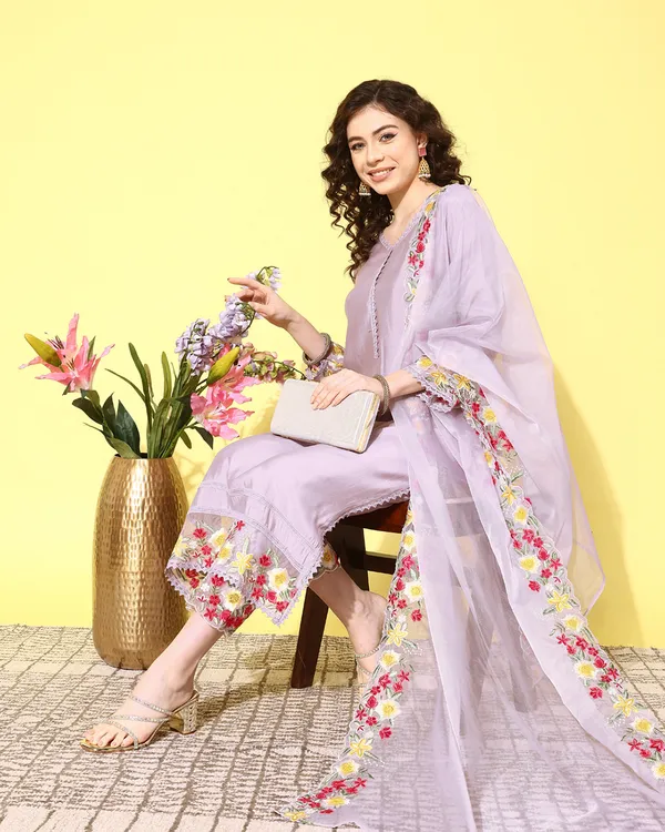 Lavender_Embroidery_With_Schiffli_Lace_Kurta_With_Palazzo_And_Dupatta