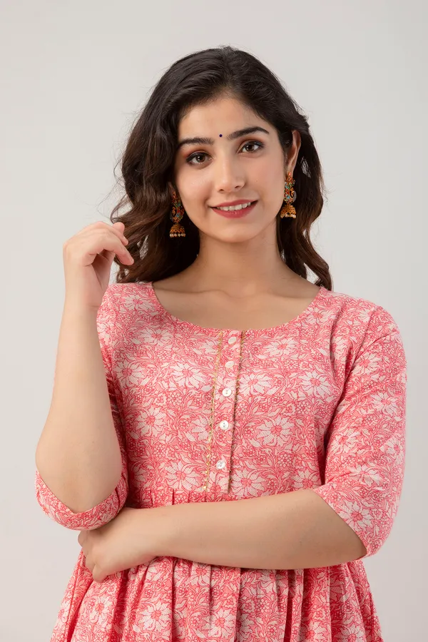 Zipless_Printed_pink_Cotton_Maternity_kurti