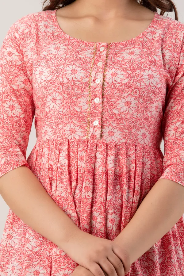 Zipless_Printed_pink_Cotton_Maternity_kurti