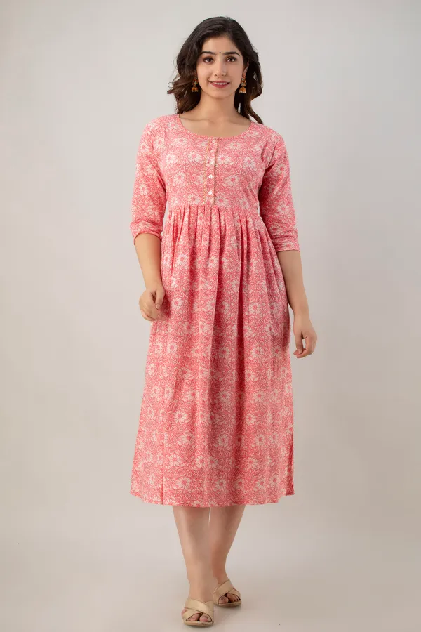 Zipless_Printed_pink_Cotton_Maternity_kurti