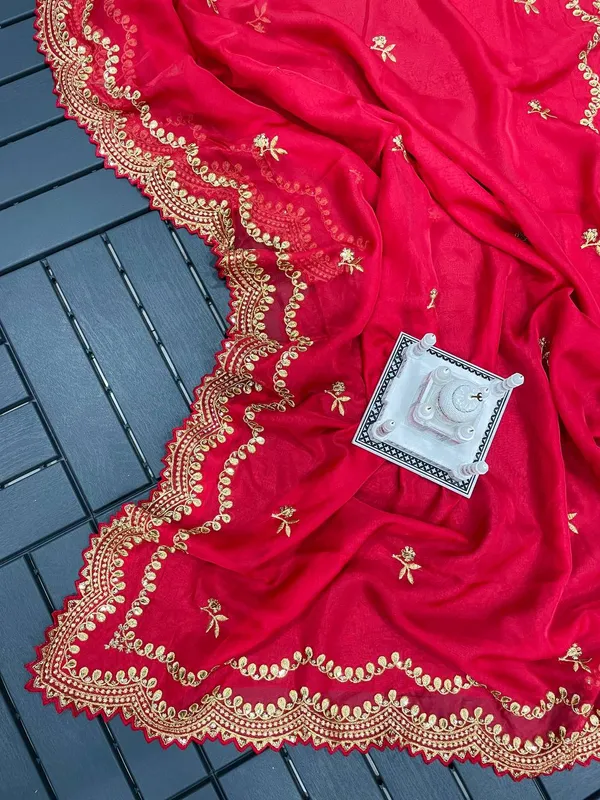 Elegent_Designer_Red_Organza_Silk_Saree