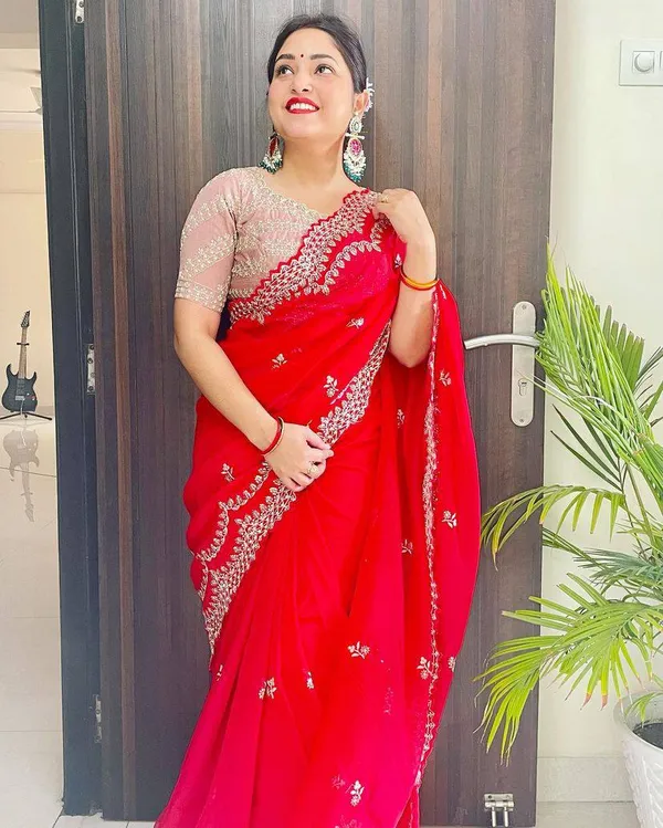 Elegent_Designer_Red_Organza_Silk_Saree