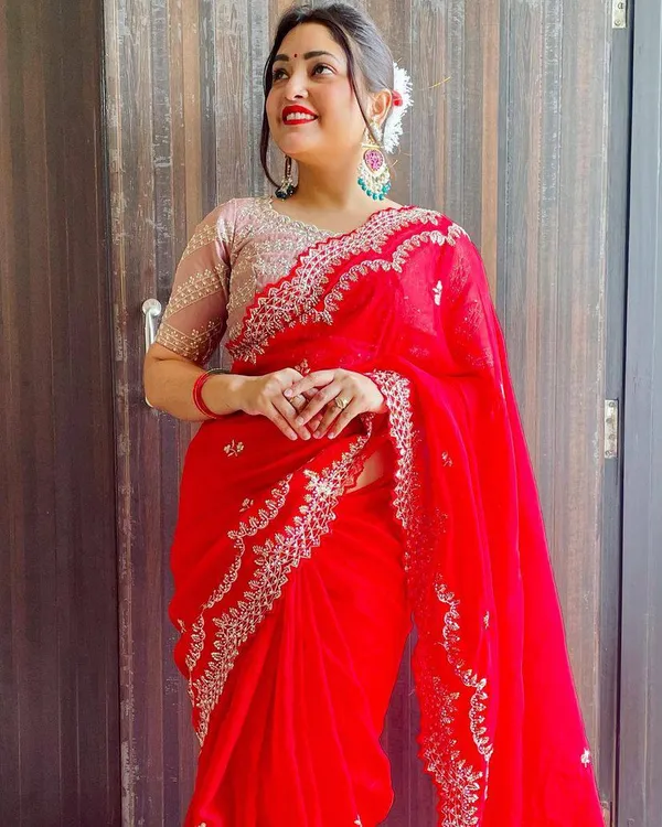 Elegent_Designer_Red_Organza_Silk_Saree