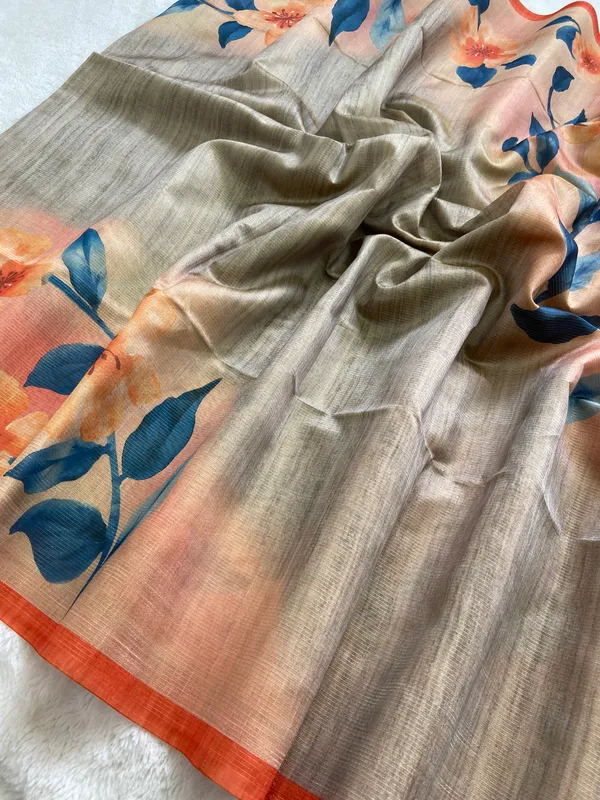 Lavanya_Grey_–_Graceful_Aesthetic_Edit_for_You_|_Soft_Tussar_Silk_Saree_with_Print,_Zari_Line_Saree_&_Print_Blouse_with_Tassels