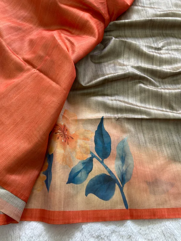 Lavanya_Grey_–_Graceful_Aesthetic_Edit_for_You_|_Soft_Tussar_Silk_Saree_with_Print,_Zari_Line_Saree_&_Print_Blouse_with_Tassels